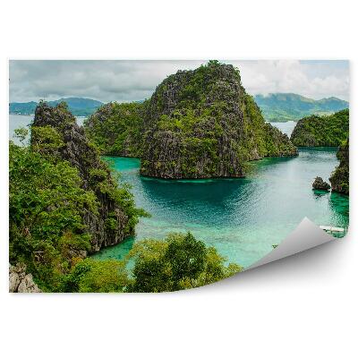 Kép tapéta Hajók házak növények víz hegyek sziklák