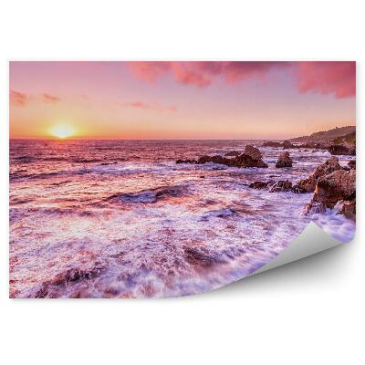 Öntapadó fotótapéta Óceán hegyek sziklák ég felhők naplemente