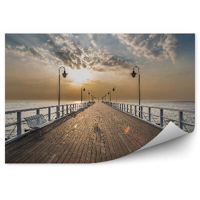 Öntapadós fotótapéta falra Sunrise móló Balti-tenger Gdynia Eagles pad ég felhők