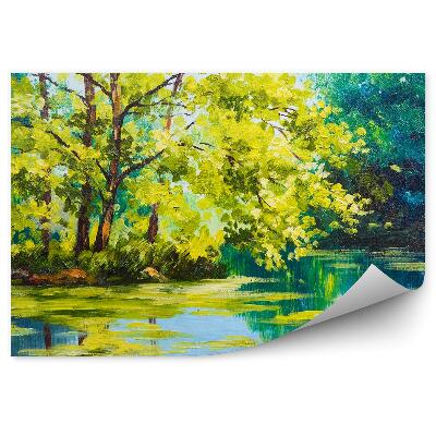 Poszter tapéta Tófa égbolt olajfestménye