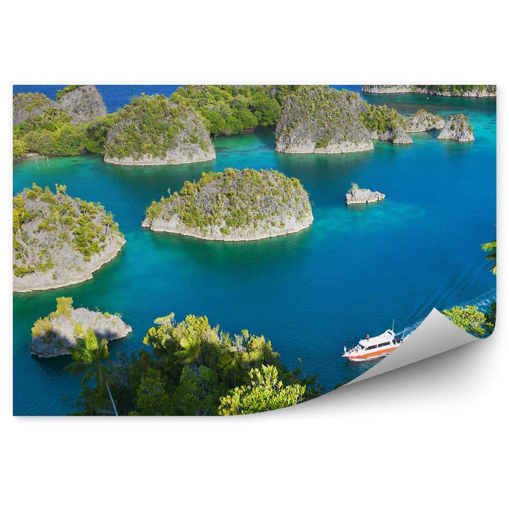 Modern fotótapéta Sziklák fák yacht fák óceáni pálmafák