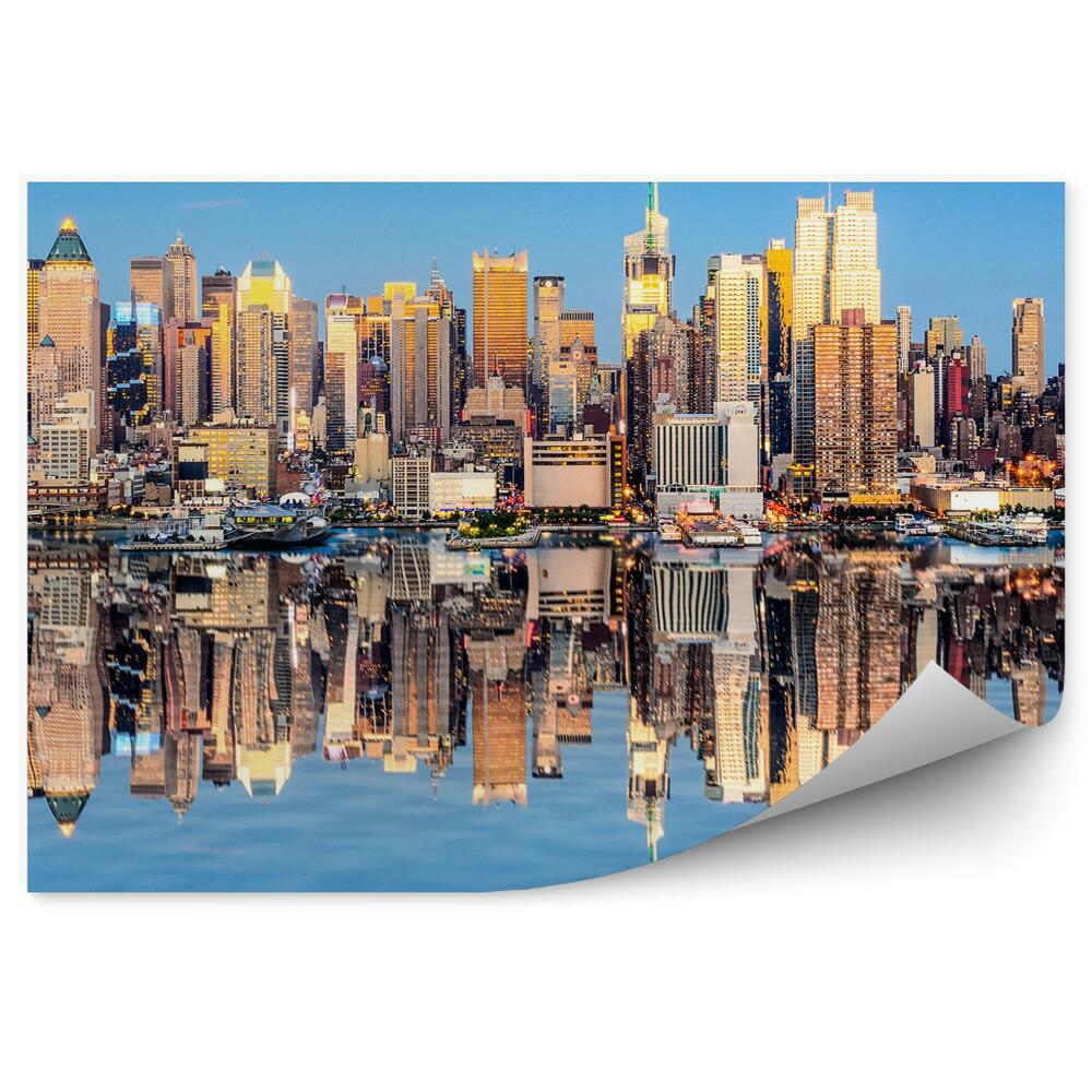 Poszter tapéta felhőkarcolók fák ég felhők kilátás központi park New York