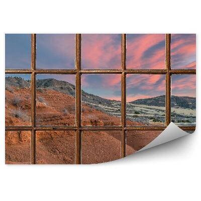 Fotótapéta Fa ablak kilátással a hegyekre