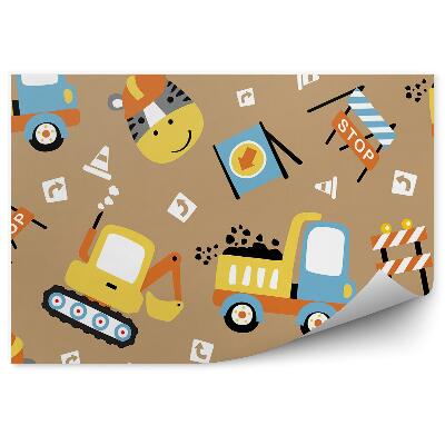 Poszter tapéta Építési kotrógép állatok mintája