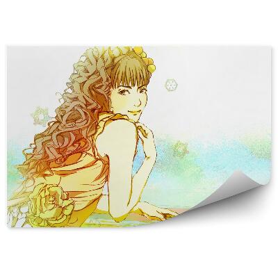 Öntapadós fotótapéta falra Aranyos lány hópelyhek