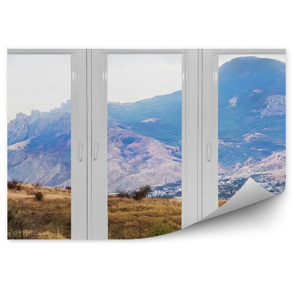 Fotótapéta Hegyek dombok növények kilátás az ablakból