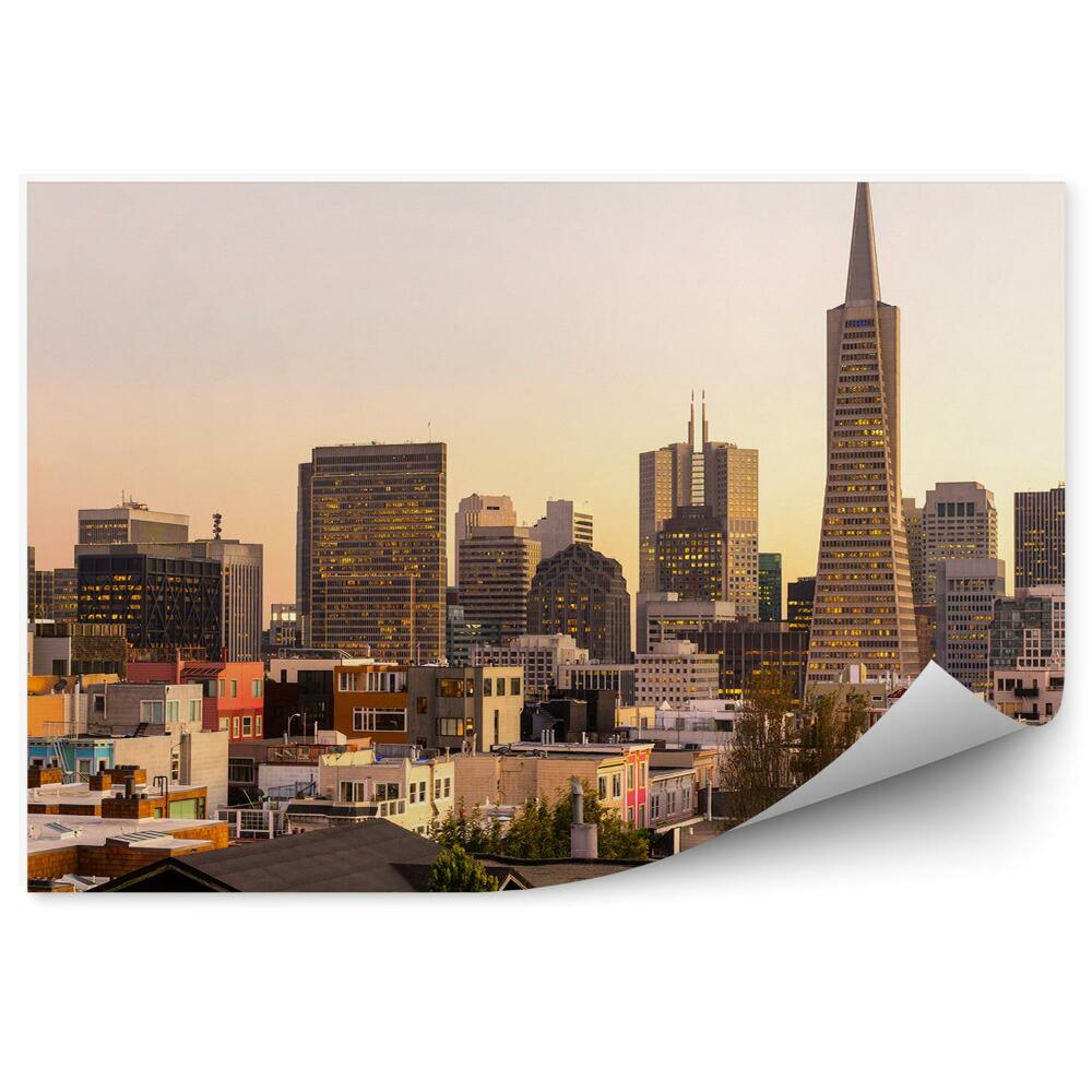 Fotótapéta épületek felhőkarcolók naplemente San Francisco