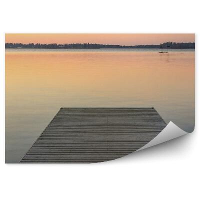 Modern fotótapéta Fa móló Skandinávia tó hegyei