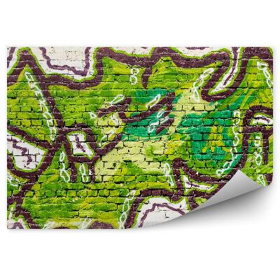 Fotótapéta Zöld graffiti egy bézs téglafalon