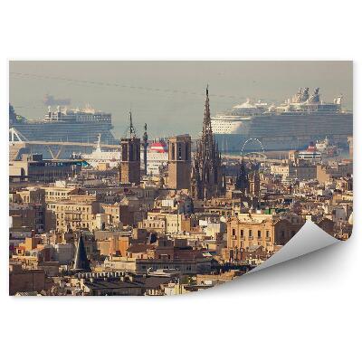 Fotótapéta Felhőkarcolók épületek csónakok tengerjáró hajók barcelona