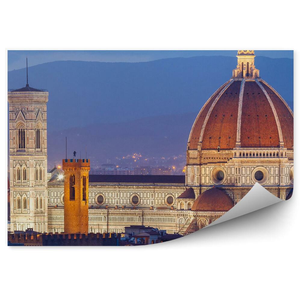 Poszter tapéta katedrális Santa Maria del Fiore épületek Michelangelo tér Firenze éjszaka
