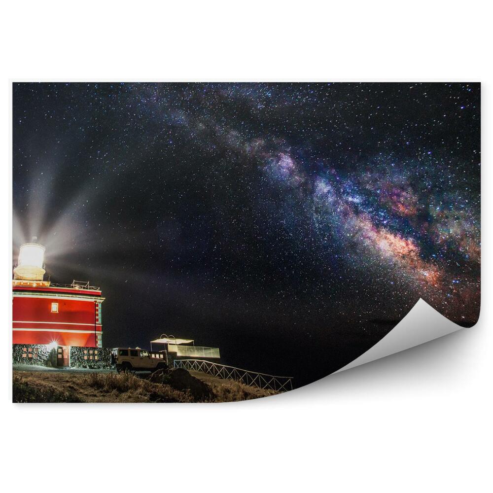 Modern fotótapéta Lámpás autó sziklák égbolt felhők galaxis csillagok Tejút