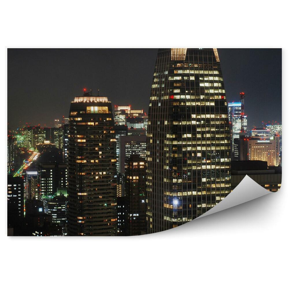 Poszter tapéta Tokiói éjszakai felhőkarcolók