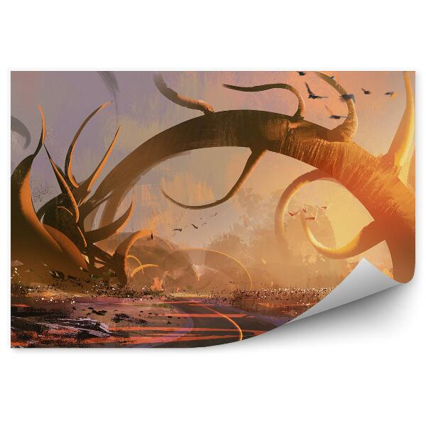 Fotótapéta Fa madarak road rocks kép