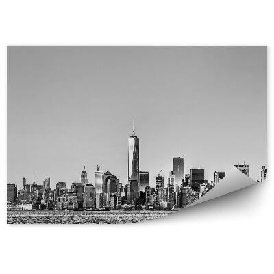 Öntapadós fotótapéta Panoráma a város folyami hajók fekete-fehér