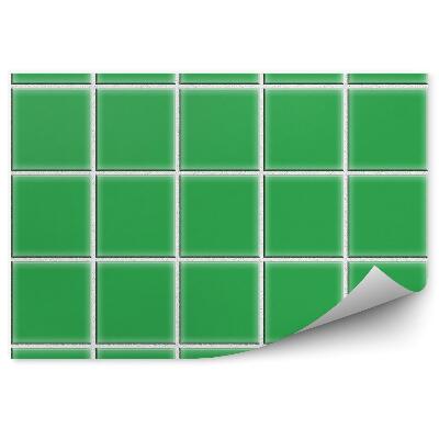 Fotótapéta Zöld csempe rácsmintás kocka fehér háttér