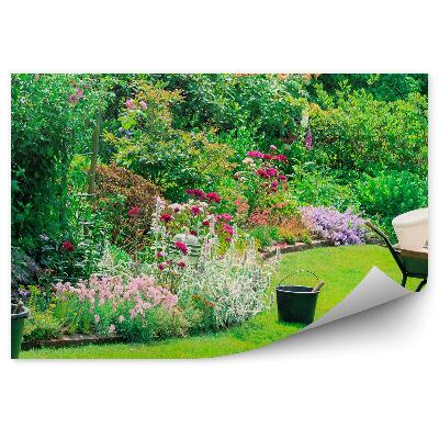 Fotótapéta Kerti szerszámok virágok zöld nyár