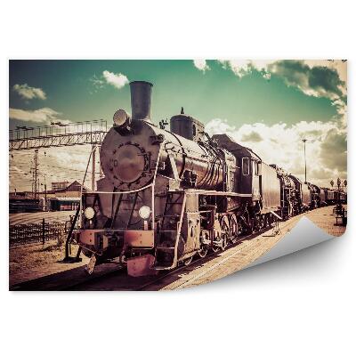 Poszter tapéta Régi gőzmozdony vonat vintage stílusban