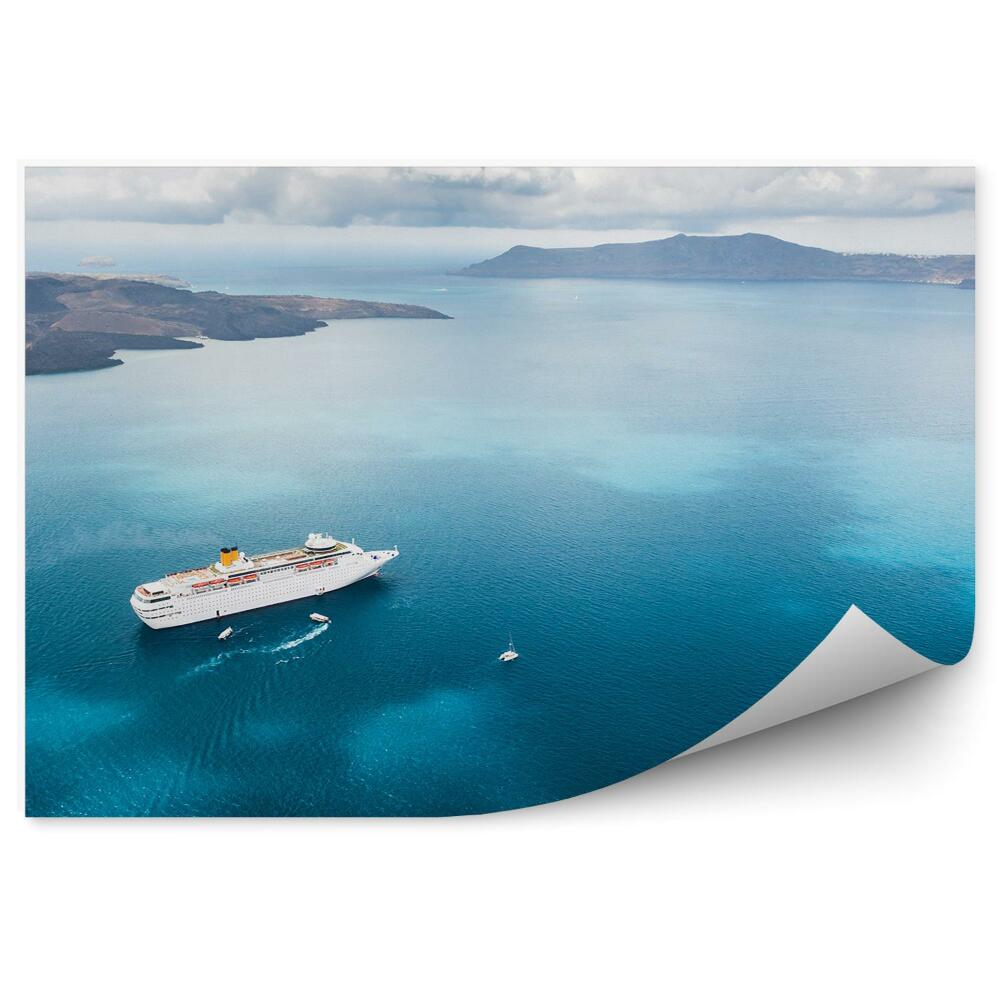 Modern fotótapéta Yacht hajó tengeri hegyek domb égbolt felhők