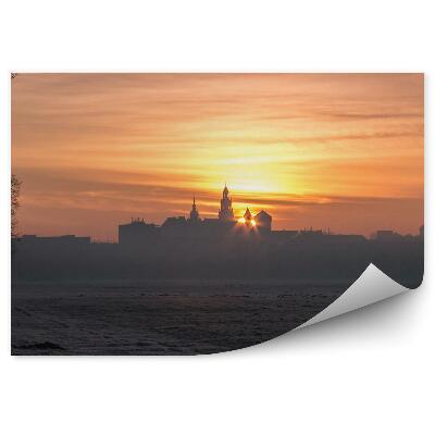 Poszter tapéta Királyi kastély Krakkó közös fák rét naplemente