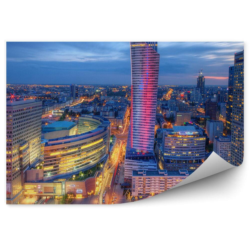 Fotótapéta panoráma a varsói éjszakai fényekre