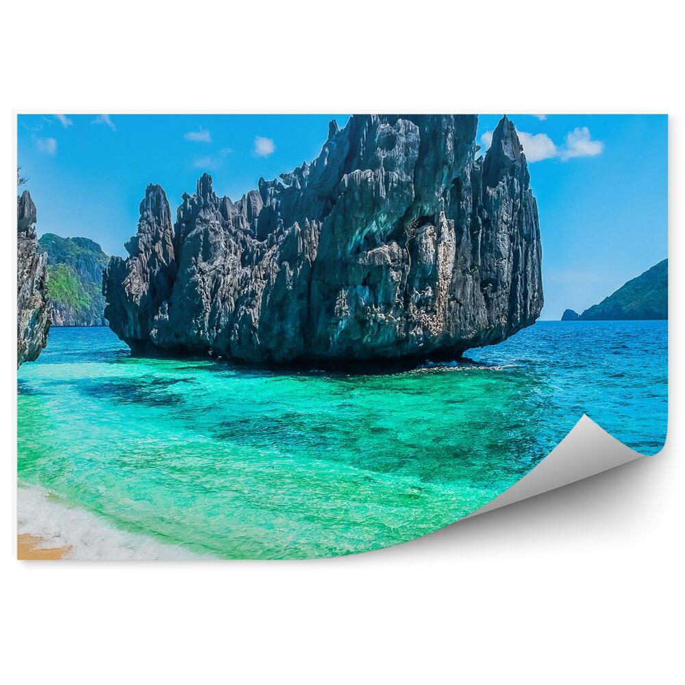 Modern fotótapéta Sziklák növények strand óceán égbolt felhők