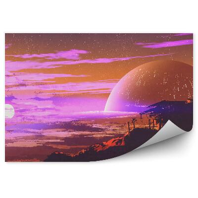 Öntapadó fotótapéta Régi ház bolygó hold csillagok világűr kép