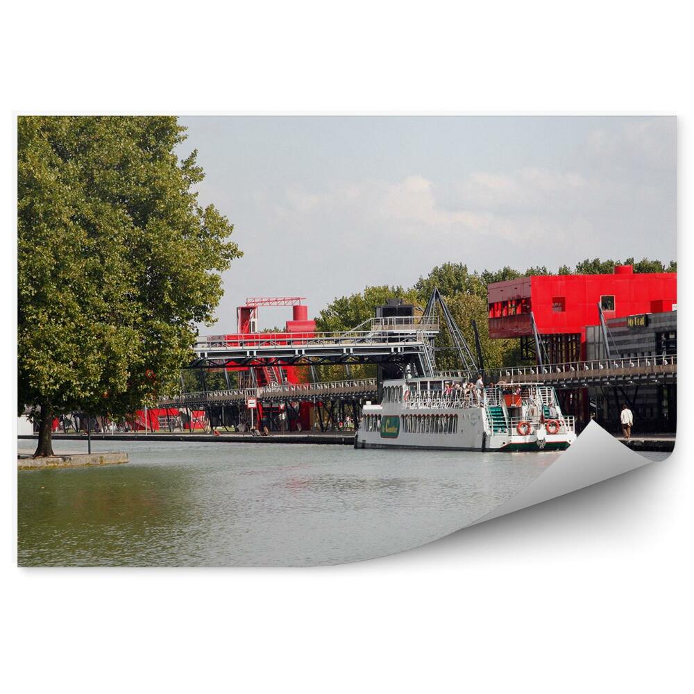 Fotótapéta La Villette Paris folyó fák ég felhői