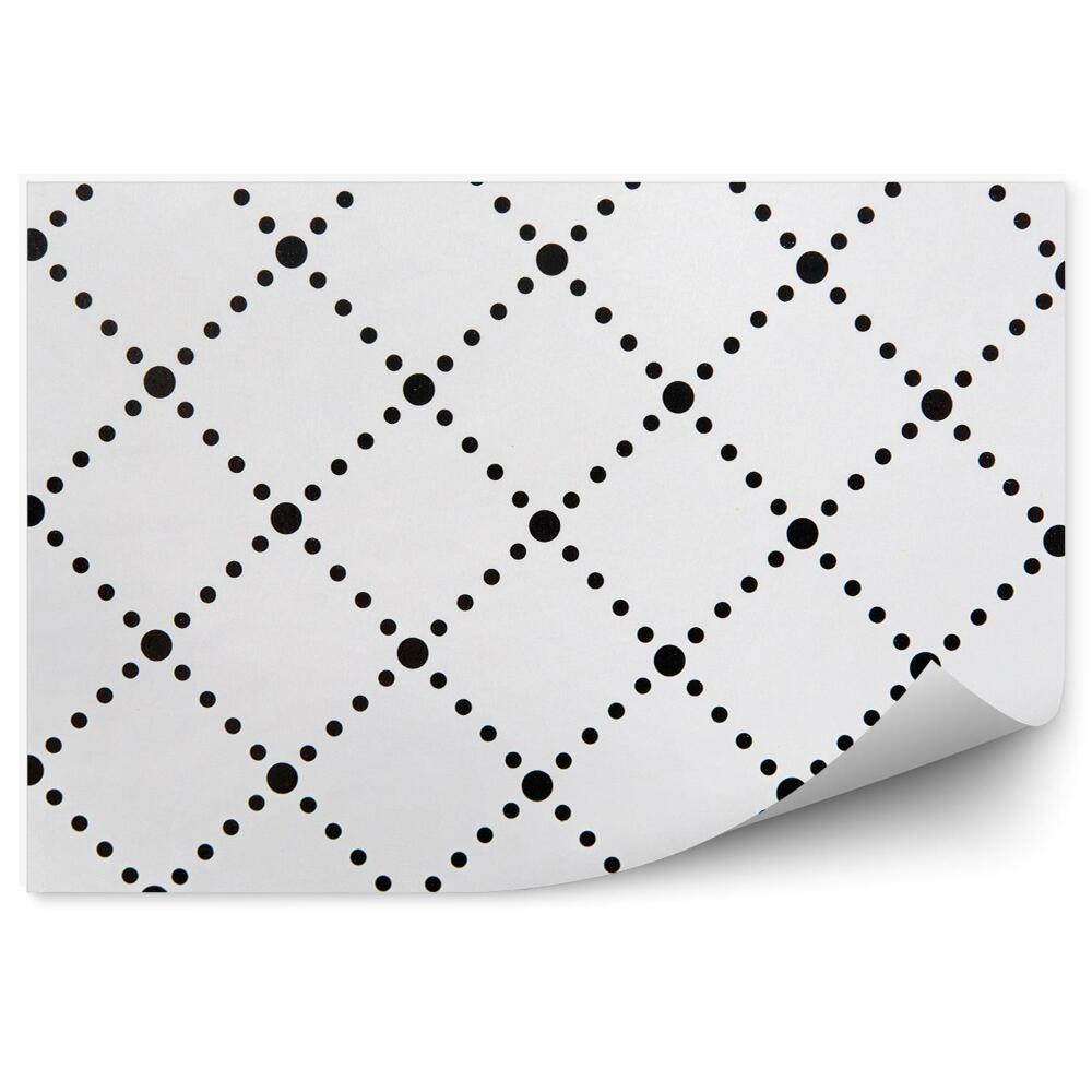 Fotótapéta Fehér háttér fekete pontok rács rombuszok