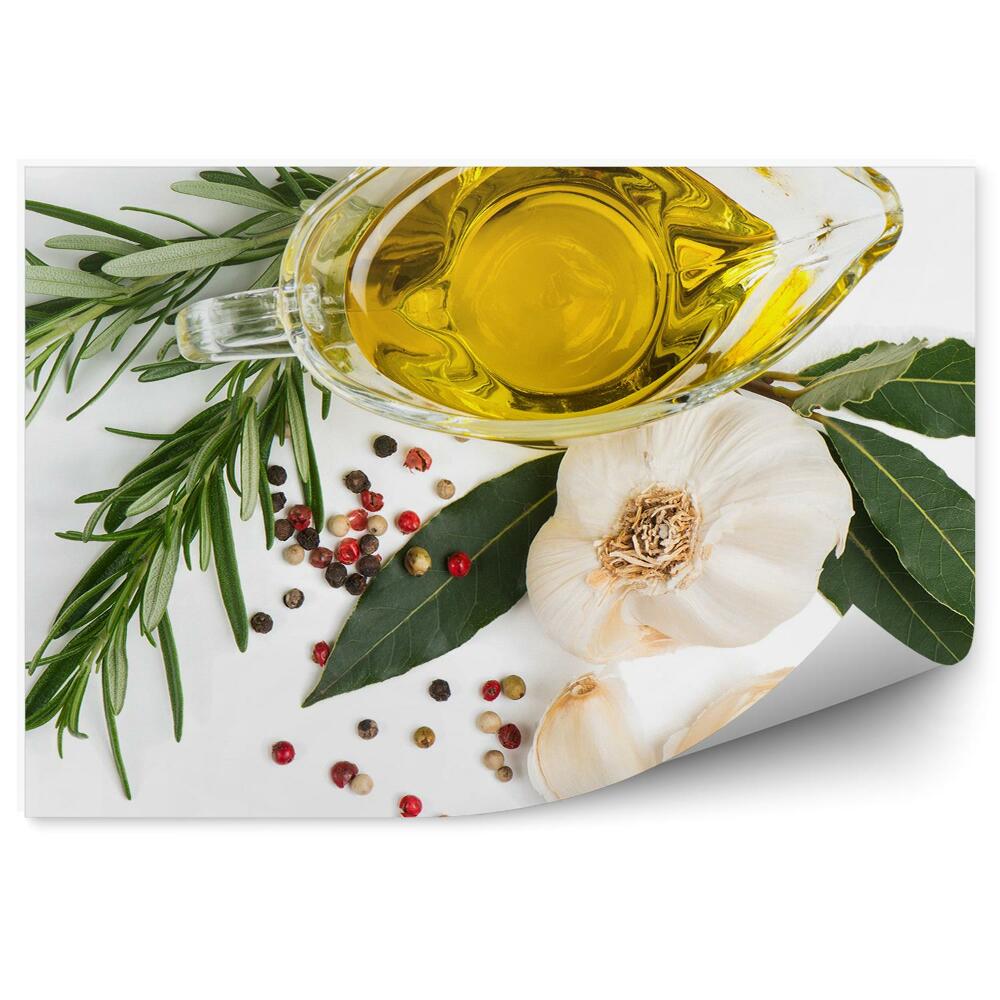 Öntapadós Fotótapéta Olaj paprika fokhagyma fűszerek levelei