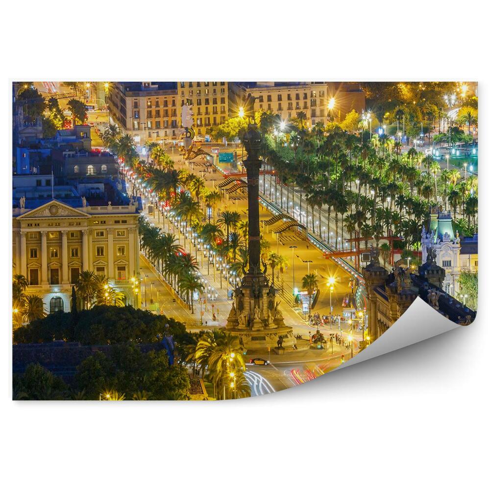 Fotótapéta Barcelona légi felvétel fények fák épületek