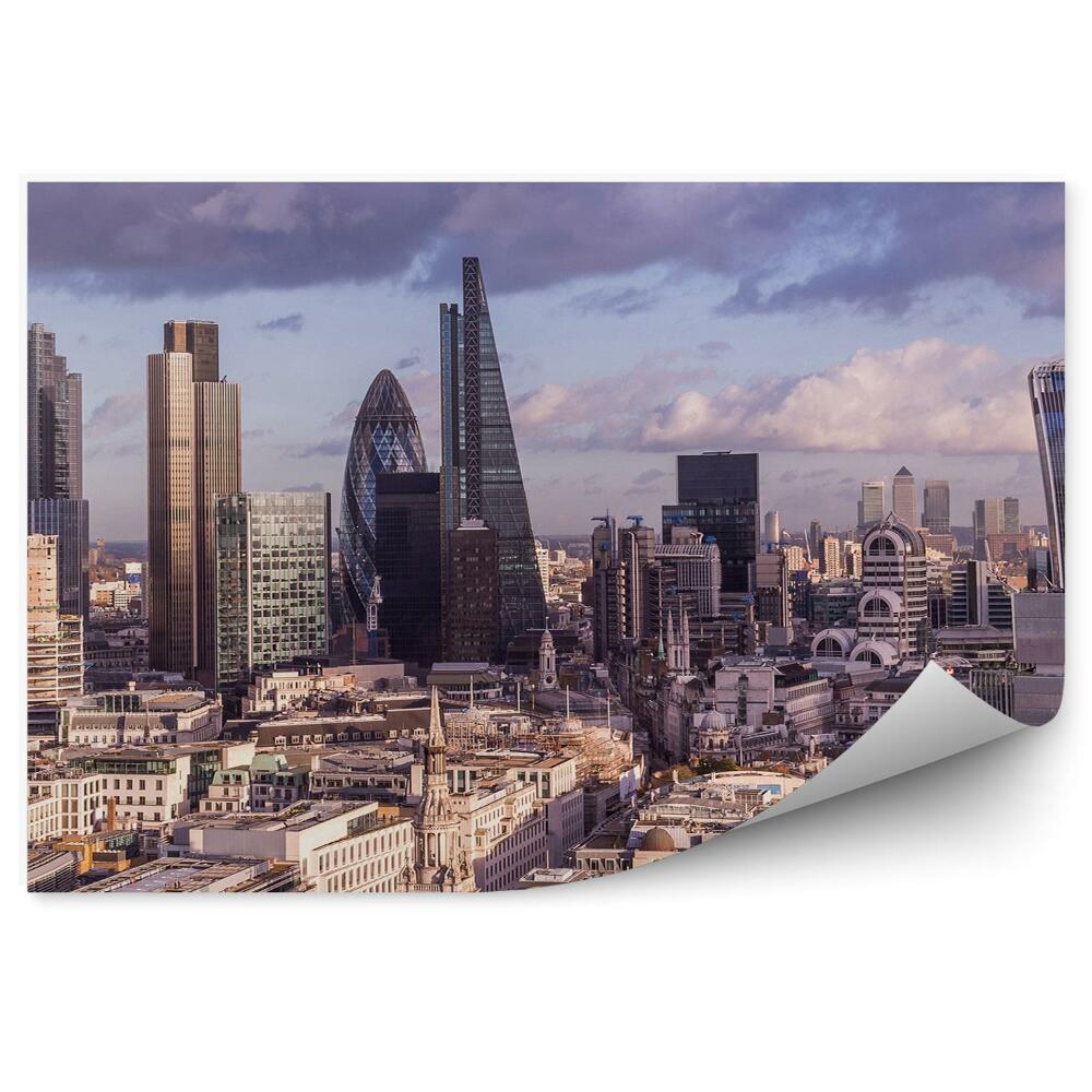 Poszter tapéta London légi felvétel város látképe naplemente felhők