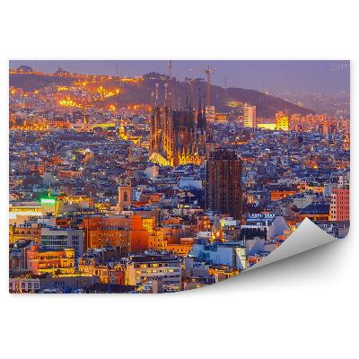 Poszter tapéta Sagra Familia panoráma Barcelona városára