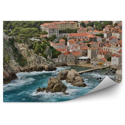 Fotó poszter tapéta Dubrovnik óvárosa, part, móló, hullámok