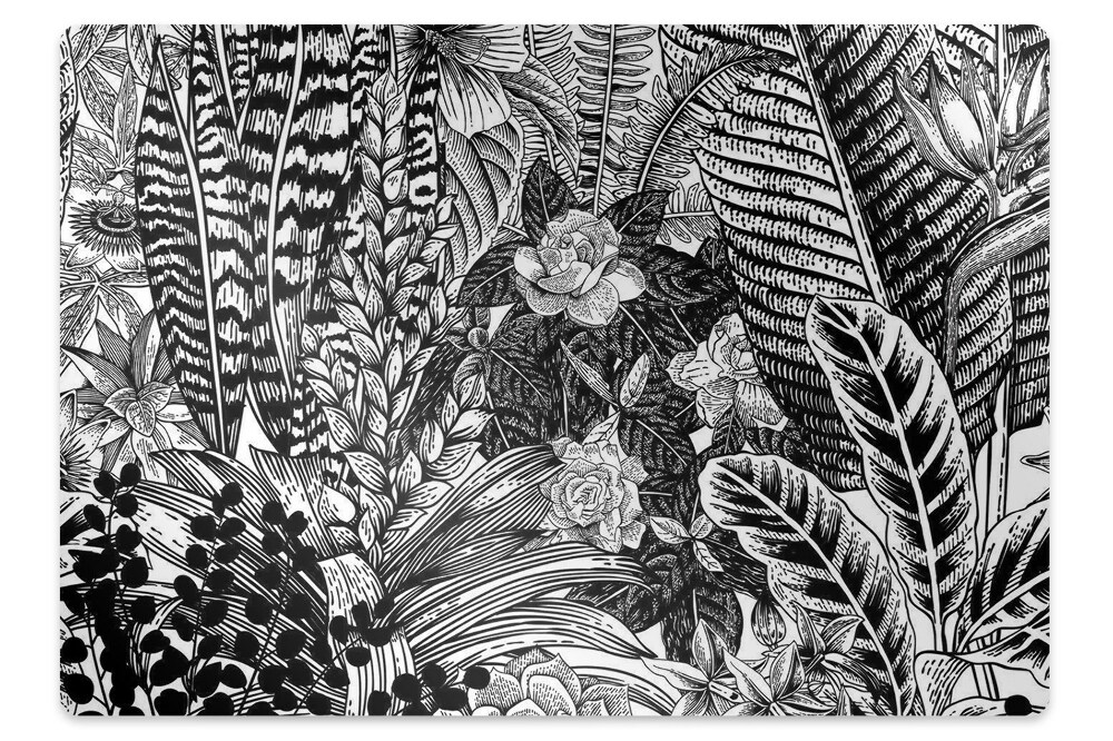 Szék szőnyeg Fekete és fehér levelek