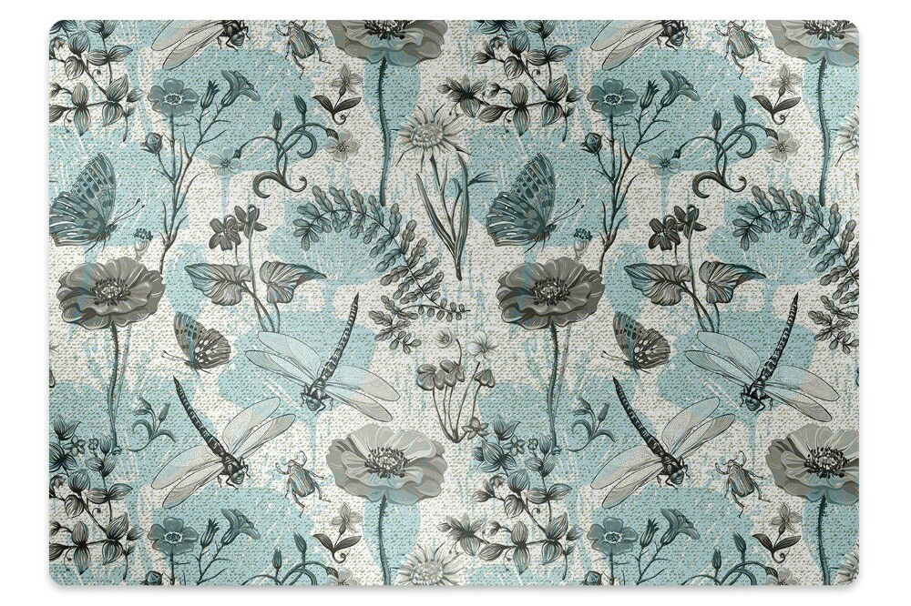 Padlóvédő székalátét Virágok és szitakötők