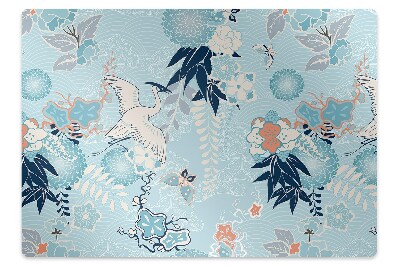 Padlóvédő székalátét Daruval körülvett virágok