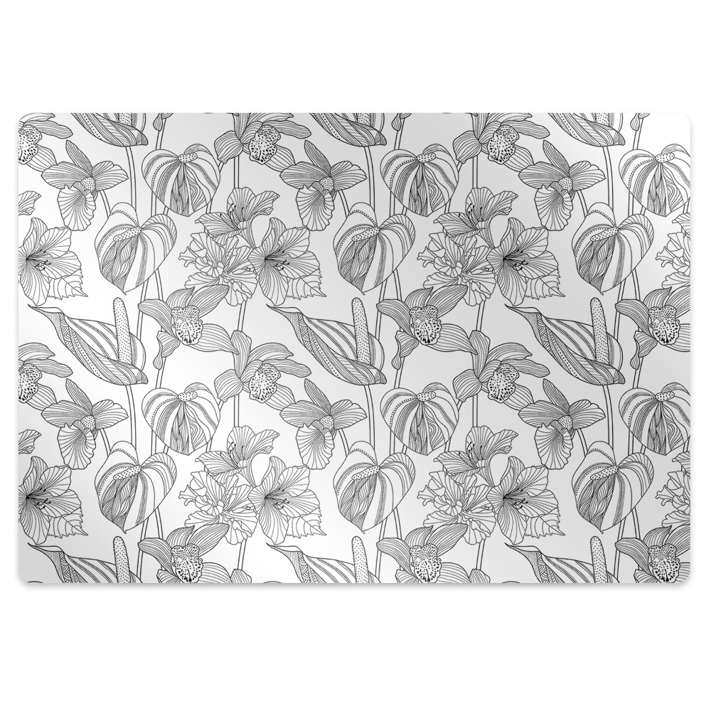 Padlóvédő székalátét Körvonalas virágok