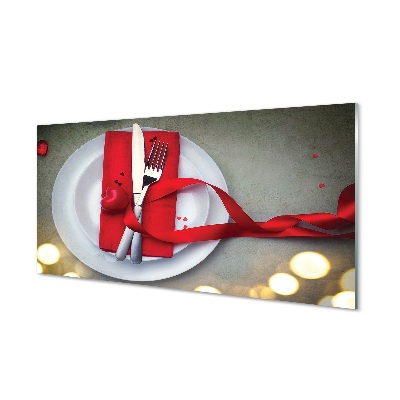Szív evőeszköz teríték Üvegkép nyomtatás