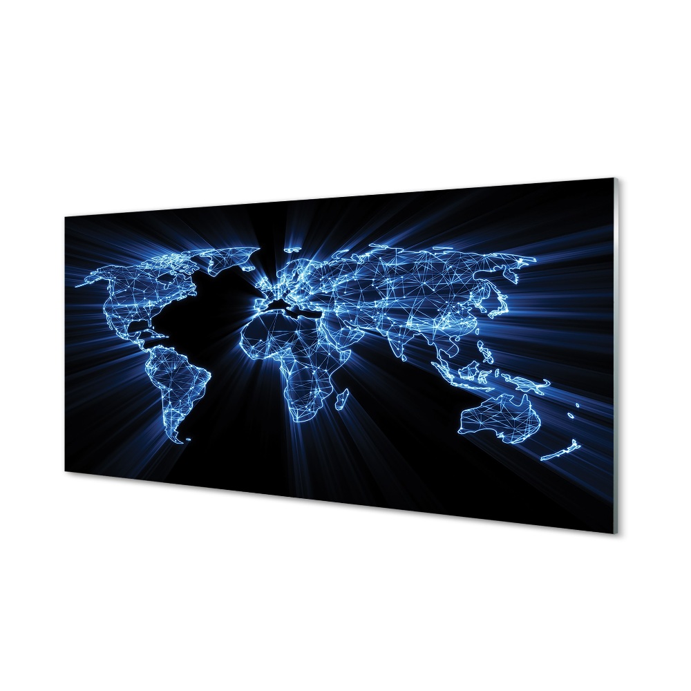 Kék világtérkép pontok Üvegkép