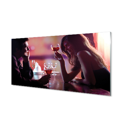 Egy pár ivópohár az asztalnál Üvegkép falra