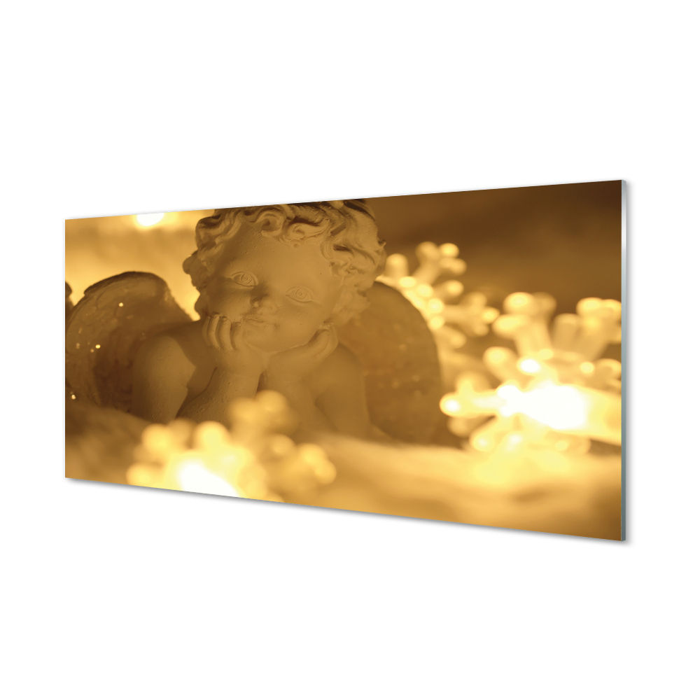 Angyal arany fényekkel Üvegkép