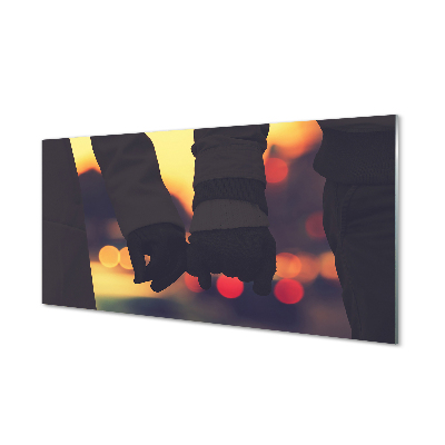 Emberek kézenfogva Üvegkép falra