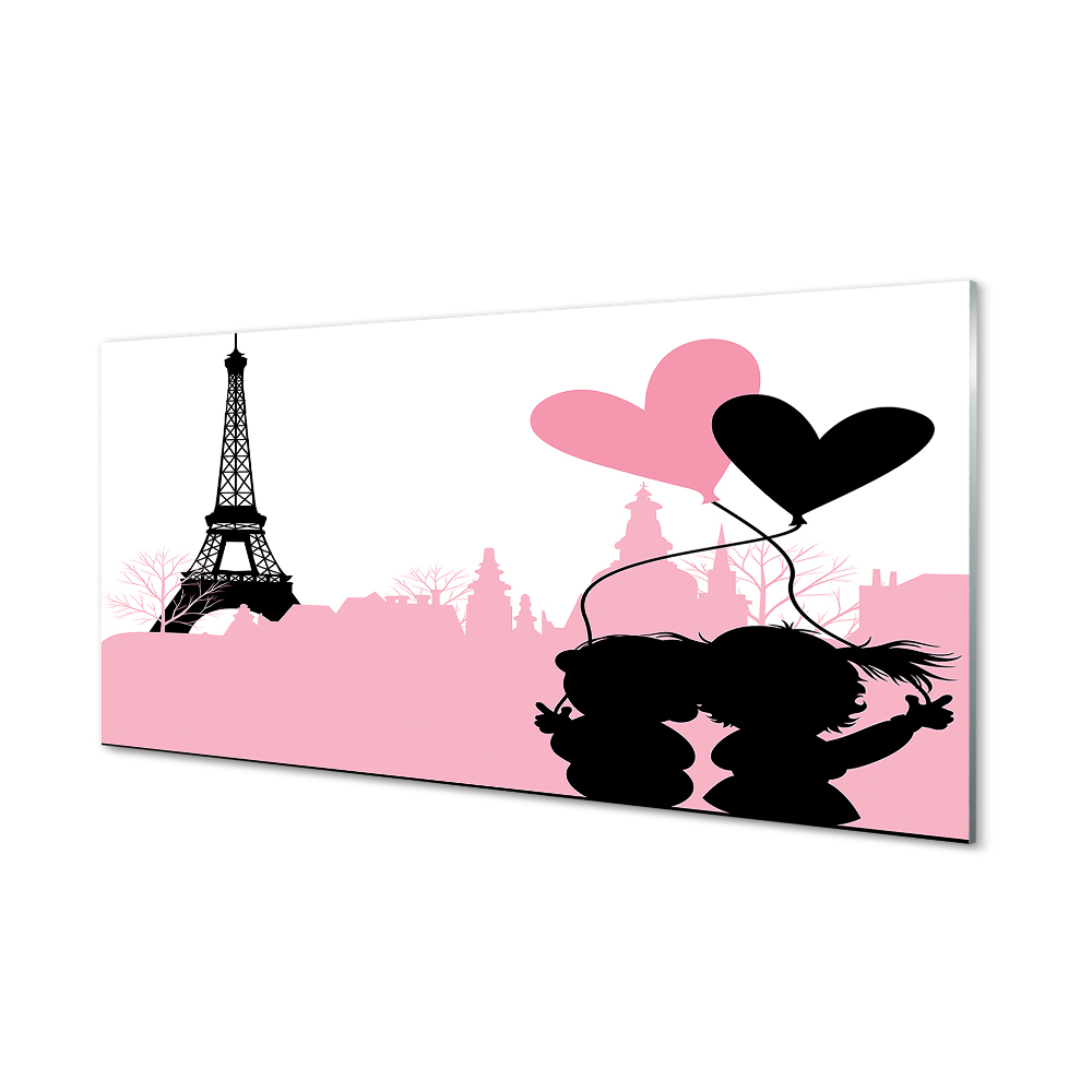 Szívváros Eiffel-torony Egyedi üvegkép