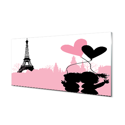 Szívváros Eiffel-torony Egyedi üvegkép
