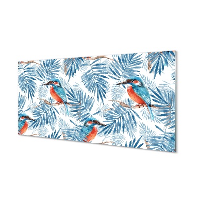 Festett madár ág mintára Üvegkép falra