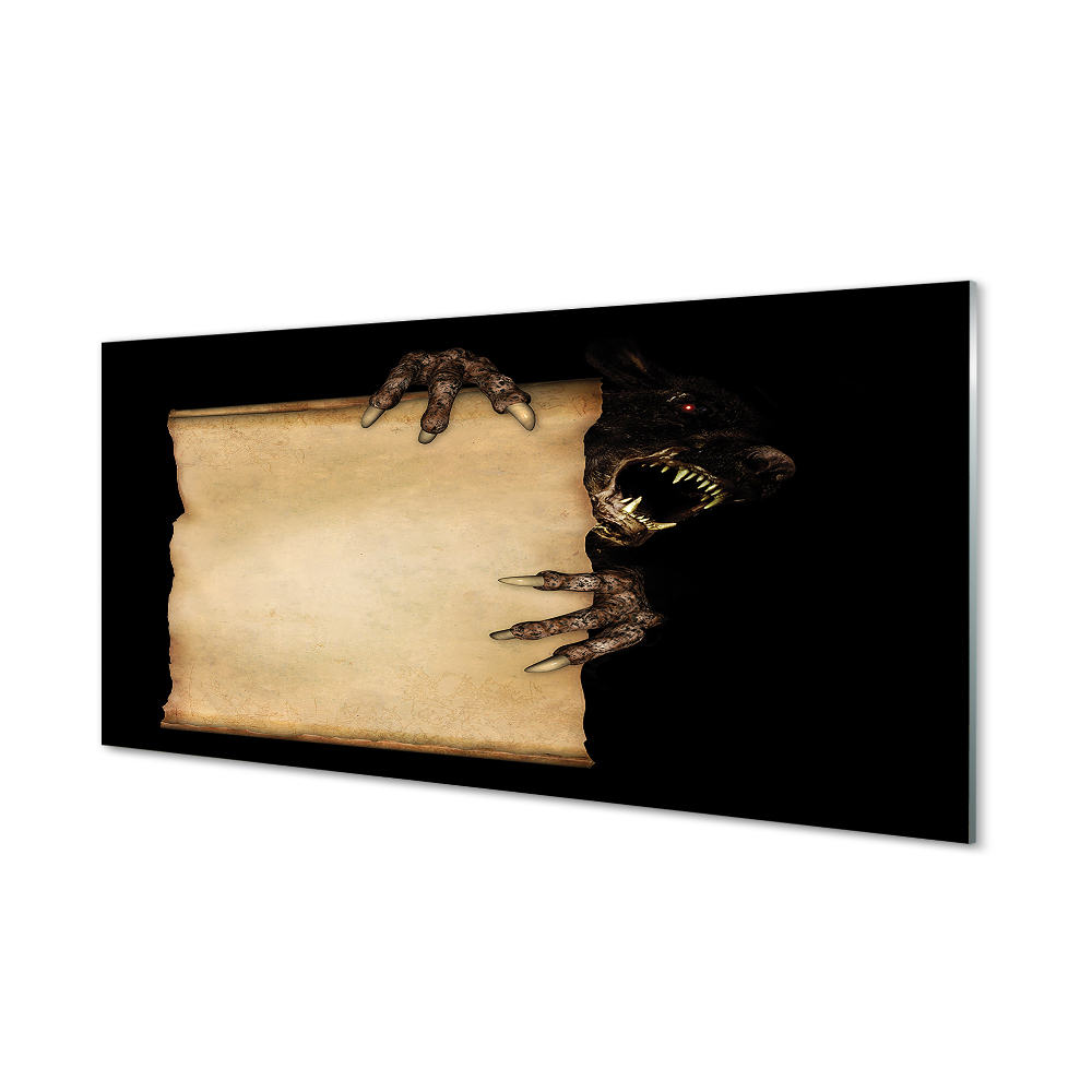 Egy ijesztő kártya Chupacabra figurájával Egyedi üvegkép