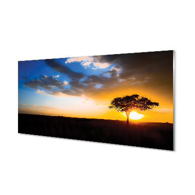 Felhők fa táj Üvegkép