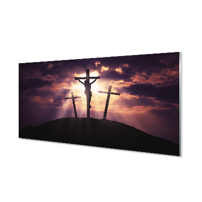 Jézus három kereszt a dombon Üvegfotó