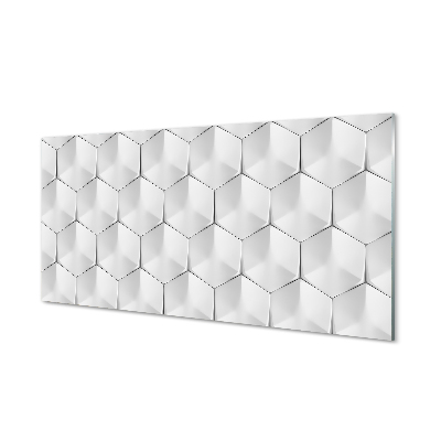 Fehér 3D hatszögek Egyedi üvegkép
